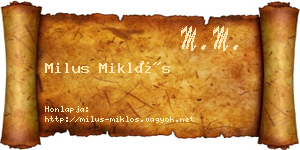 Milus Miklós névjegykártya