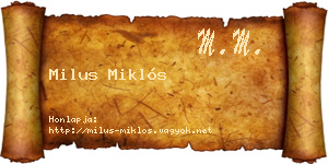 Milus Miklós névjegykártya